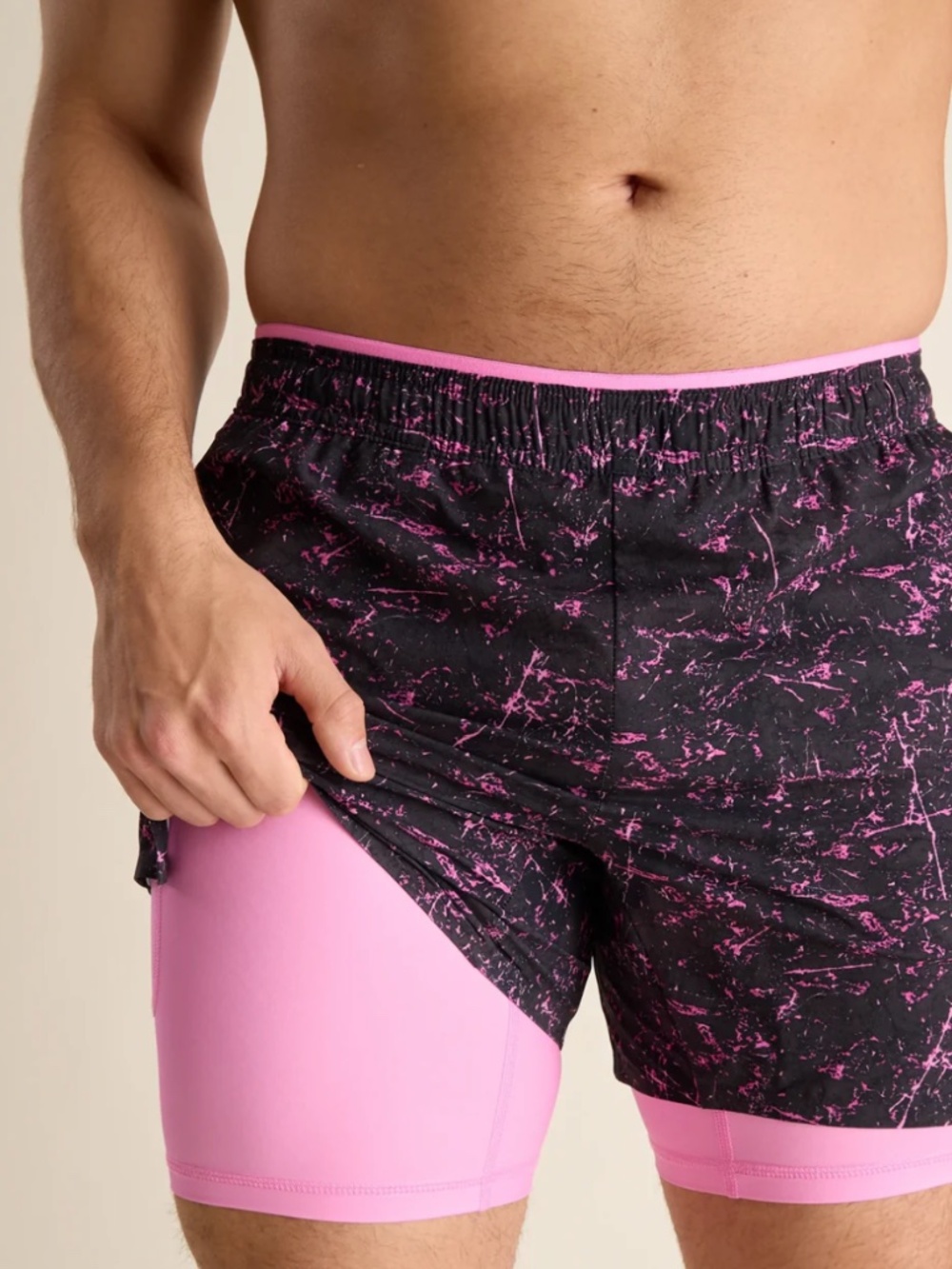 Chubbies 4 IN Pink Concretes Black Marble Pink Liner Ultimate Training Shorts S